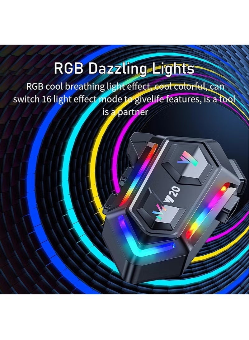 Y20 Motorcycle Helmet Bluetooth Headset, Flash Color RGB Lighting Effects, Bluetooth 5.3 Headset, Intelligent Noise Reduction, High Fidelity Sound Quality, IPX6, Compatible with All Helmets - Image 3